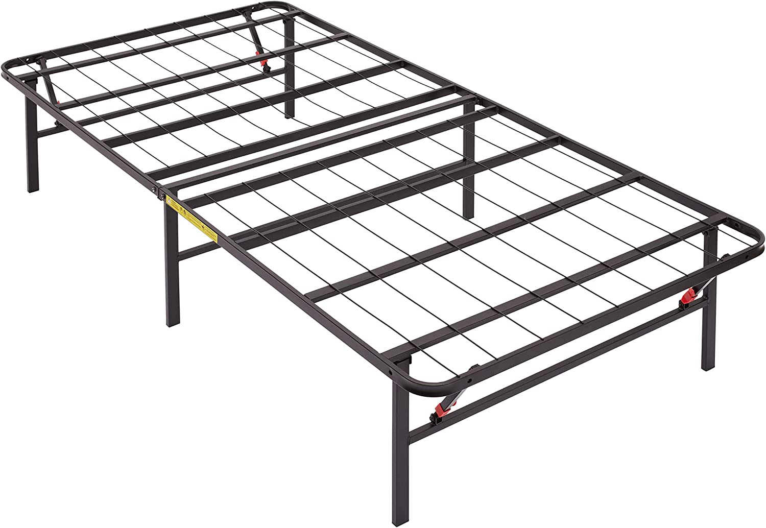 Basics Marco de cama plegable con plataforma de metal negro de 14  pulgadas con montaje sin herramientas, no necesita somier, Twin –
