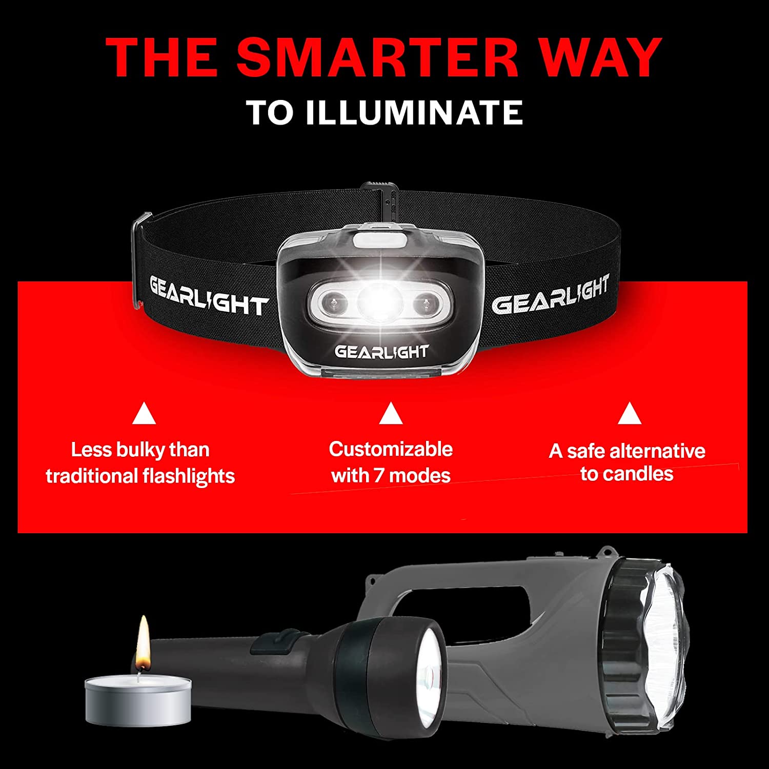 GearLight S500 - Linterna frontal LED (2 unidades), para correr, acampar y  al aire libre, la mejor lámpara de cabeza con luz roja de seguridad para