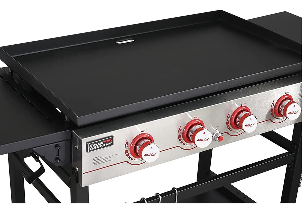  Royal Gourmet Plancha de 4 quemadores de gas propano para  exteriores, GB4001C, 52,000 BTU para eventos al aire libre, campamento,  barbacoa, 61.02 x 23.62 x 37.60 pulgadas : Patio, Césped y Jardín