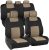 BDK PolyPro – Juego completo de fundas para asientos de coche en color beige sobre negro – Funda para asiento de coche con división delantera y trasera, fácil de instalar, fundas interiores para auto, camión, furgoneta, SUV